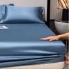 100% Mulberry Silk Fitted Sheet with Deep Pocket Made in USA, Real 22 Momme Silk Bed Sheets, 6A Grade Pure Silk, Hypoallergenic (Blue Grey, King) view 2
