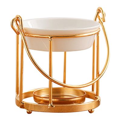 Cabilock Stylish Iron Art Ceramic Tealight Candle Holder Essential Oil Burner Aromatherapy Incense Furnace