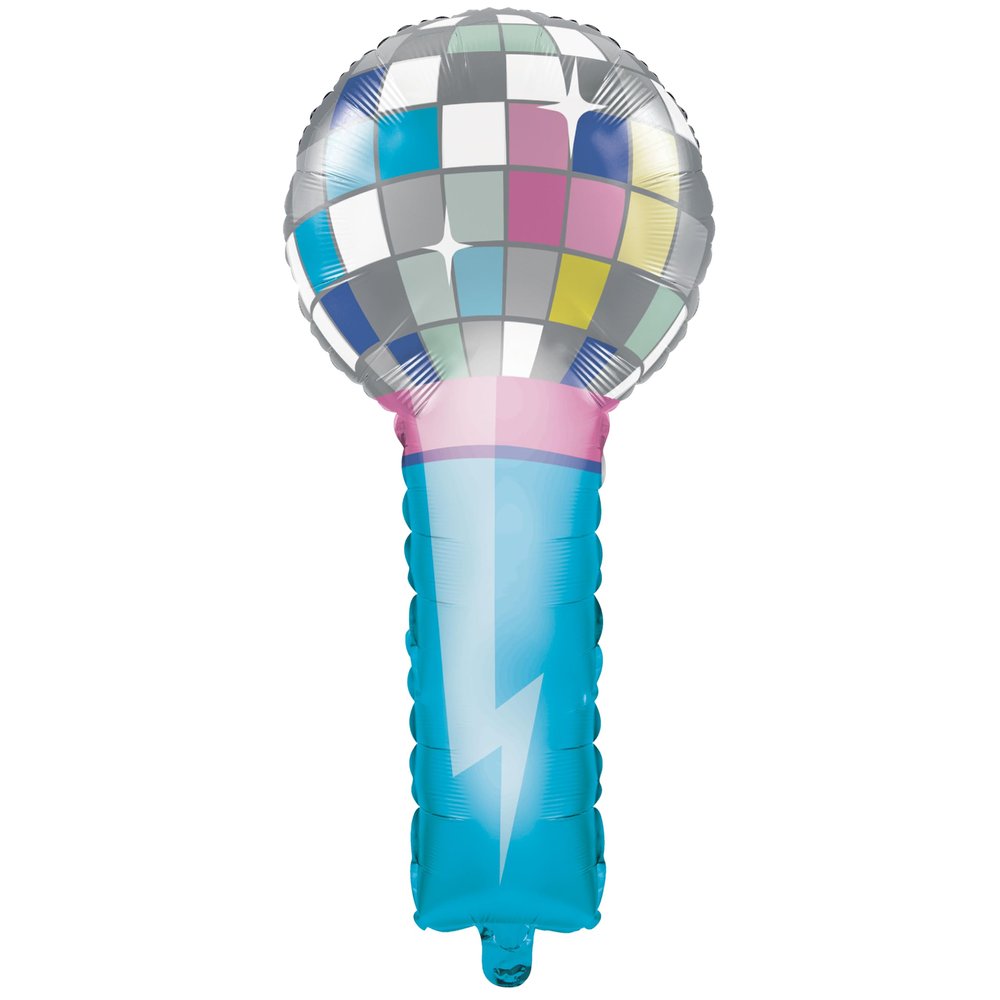 Birthday Beats Disco Party Microphone Balloons, 10 Count