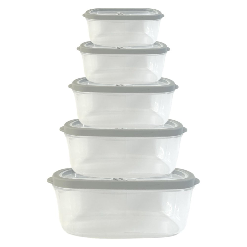 GODAGE 10-Piece Rectangle Food Storage Containers with Vented Lids, Airtight and BPA Free, Stackable, Microwave, Freezer, and Dishwasher Safe (GRAY)
