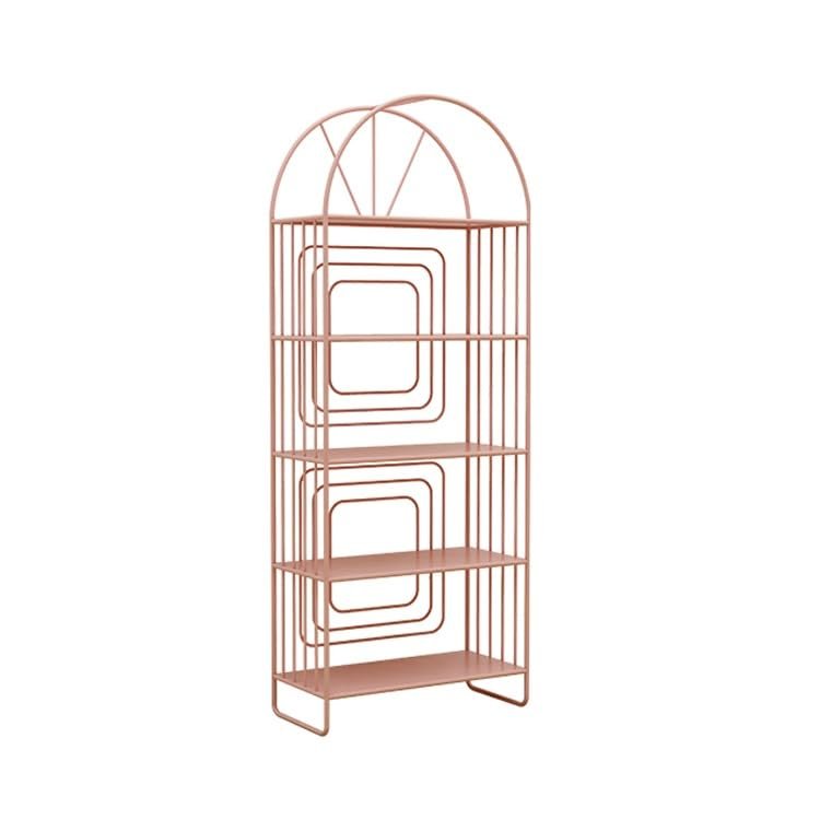 HEXEH Shelf Bookcase Bookshelf Living Room Storage Rack Bedside Shelf Floor-Standing Multi-Layer Household Small Bookcase Bedroom Iron Storage Rack Bookcase Storage Shelves (Size : Pink)
