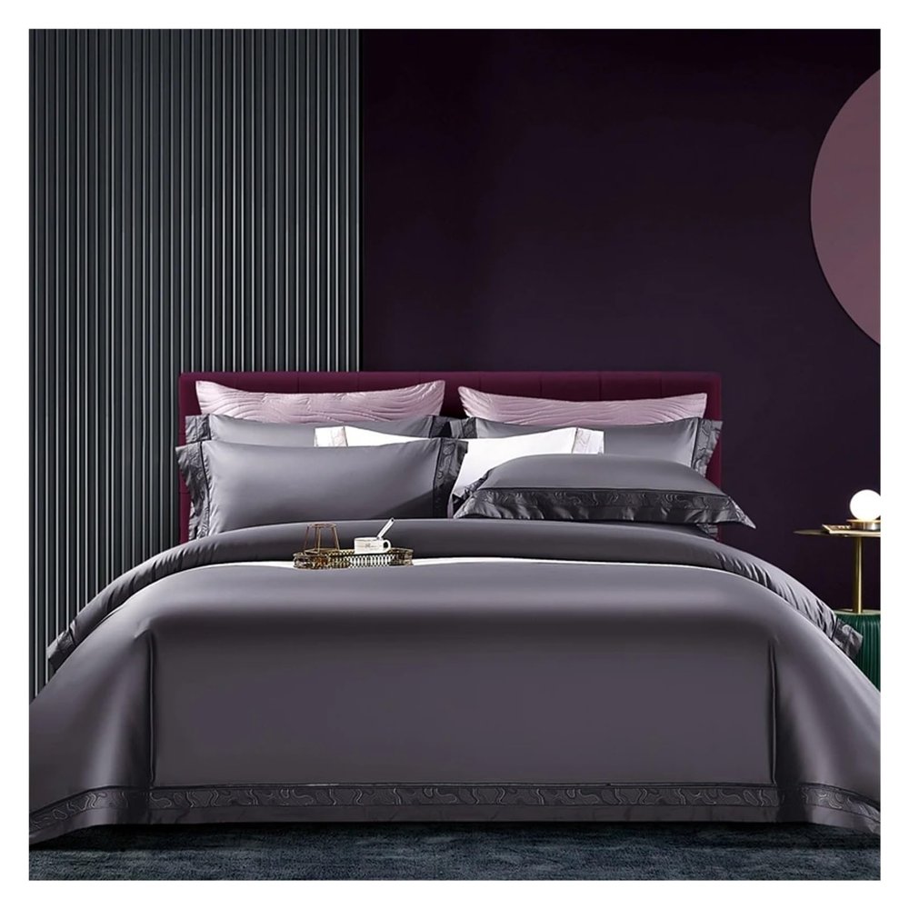 Bed, Luxury 1500TC Egyptian Cotton Bedding Set Embroidery Duvet Cover Flat Sheet Pillowcase Queen King Adult Bed Linen Set