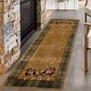LHOMKCV Retro Buffalo Plaid Runner Rug, 2x8ft, Lodge Cabin Moose Deer Elk Leaves Long Hallway Rugs, Southwest Country Wildlife Brown Corridor Rug, Low Pile Indoor Floor Mat for Kitchen Laundry Room view 1