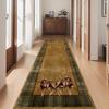 LHOMKCV Retro Buffalo Plaid Runner Rug, 2x8ft, Lodge Cabin Moose Deer Elk Leaves Long Hallway Rugs, Southwest Country Wildlife Brown Corridor Rug, Low Pile Indoor Floor Mat for Kitchen Laundry Room view 2