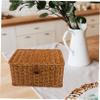 PRETYZOOM Imitation Rattan Woven Storage Box Lid Rustic Organizer for Sundries Clothes Books Deep Multi-functional Home view 3