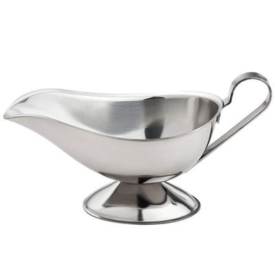 LEIXIUSM Elegant Gravy Boat Sauce Boat Gravy Boat Gravy Boat Stainless Steel Gravy Boat, Stainless Steel Saucier with Ergonomic Handle and Big Dripless Lip Spout Sauce Boat