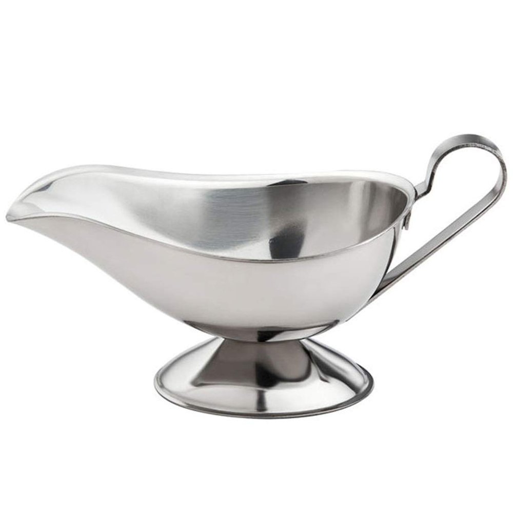 LEIXIUSM Elegant Gravy Boat Sauce Boat Gravy Boat Gravy Boat Stainless Steel Gravy Boat, Stainless Steel Saucier with Ergonomic Handle and Big Dripless Lip Spout Sauce Boat