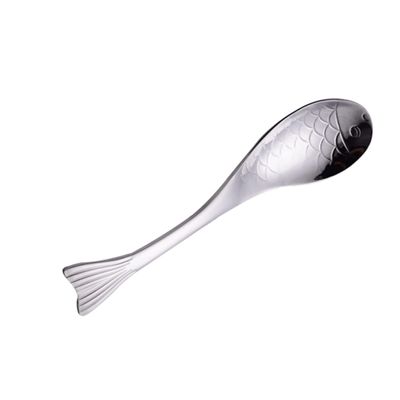 HOLIDYOYO Fish Shape Stainless Steel Soup Spoon Cooking Ladle for Soup and Dinner Creative Design Easy to -grade Material for Home and Kitchen Use