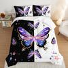UEVBF Purple Butterfly Queen Comforter Set for Girls Kids,Aesthetics Butterflies Star Glitter Pattern Bedding Set for Teens Girls Room Decor,Nature Animal Themed Bedding Set with 2 Pillowcases. view 1