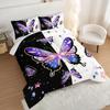 UEVBF Purple Butterfly Queen Comforter Set for Girls Kids,Aesthetics Butterflies Star Glitter Pattern Bedding Set for Teens Girls Room Decor,Nature Animal Themed Bedding Set with 2 Pillowcases. view 2