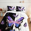 UEVBF Purple Butterfly Queen Comforter Set for Girls Kids,Aesthetics Butterflies Star Glitter Pattern Bedding Set for Teens Girls Room Decor,Nature Animal Themed Bedding Set with 2 Pillowcases. view 3