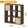 Bookshelf with Storage Bins, 9-Cube Storage Organizer Sturdy Wooden Bookcase Open Book Shelf, Multifunctional Cubicle Rack for Storage & Display, Furniture for Living Room Bedroom Office, Classic Oak view 3