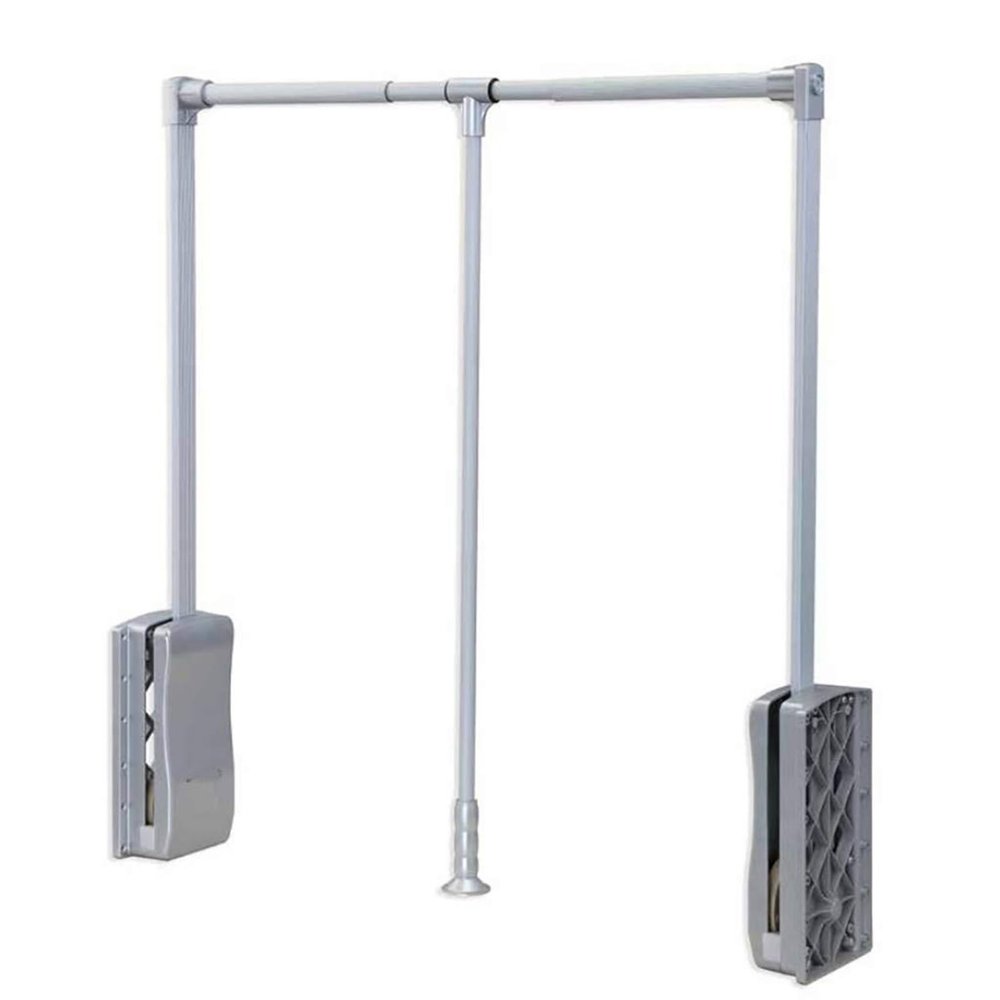 Closet Hanging Rod, Cloakroom Pull Down Wardrobe Rail Lift - Sliding Wardrobe Closet Rod, Adjustable Width 23,6-32,6 Inch Extendable Clothes Rail, Steel Sliding Trouser Rack Rod, for Closet Organizer