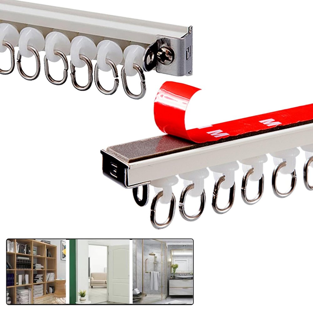 MZQMK Self Adhesive Ceiling & Wall Curtain Track 12 FT, Curtain Track Ceiling Mount, Adhesive Curtain Rods No Drilling, Screws Or Tools, Curtain Rail Track No Damage(Size:6M/(19.6FT))