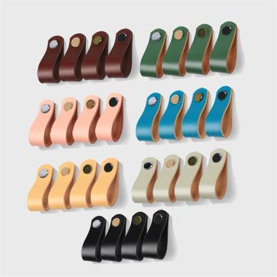 GGKLVWMA Nordic Leather Handle for Wardrobe and Drawer Door Pulls Single Hole Kitchen Cabinet Cowhide Handles Furniture Knobs 1/6/10Pcs (Color : MBS0066-9, Size : 10PCS)