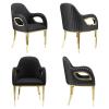 ACEDCOR Dining Chairs with Arms Set of 4, Black Upholstered Velvet Dining Room Chairs with Fox-Eye Armrest Gold Stainless Steel Legs for Kitchen, Dining Room, Bedroom, Makeup Room view 1