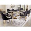 ACEDCOR Dining Chairs with Arms Set of 4, Black Upholstered Velvet Dining Room Chairs with Fox-Eye Armrest Gold Stainless Steel Legs for Kitchen, Dining Room, Bedroom, Makeup Room view 2