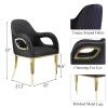 ACEDCOR Dining Chairs with Arms Set of 4, Black Upholstered Velvet Dining Room Chairs with Fox-Eye Armrest Gold Stainless Steel Legs for Kitchen, Dining Room, Bedroom, Makeup Room view 3