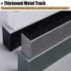 Ceiling Curtain Track Three-in-One Curtain Boxes with Single Track, Window Blue Curtain Rod Cover Box for Bay Windows/ Room Darkening Blackout, Included Fittings ( Color : Ceiling Mount , Size : 1.1m/ view 4