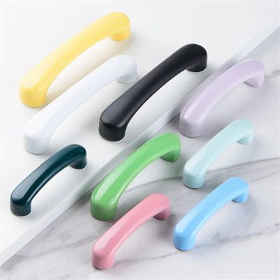 GGKLVWMA Nordic Macaron Colorful Cartoon Children Room Cabinet Pulls Ceramic Wardrobe Kitchen Drawer Knobs Door Handle for Kids 1Pcs (Color : Yellow 76mm)