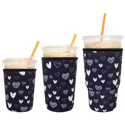 3 Pack Reusable Iced Coffee Sleeves - Xumbtvs Insulator Sleeve for Cold Beverages, Neoprene Coffee Cup Holder (Heart)