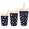 3 Pack Reusable Iced Coffee Sleeves - Xumbtvs Insulator Sleeve for Cold Beverages, Neoprene Coffee Cup Holder (Heart) view 1