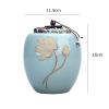 AJJBSS Tea Tin Food Storage Canister Ceramic Sealing Jar Large Household Chinese Style Ru Kiln Storage Tea Canister Tea Canister for Loose Leaf Tea (Gold) view 2