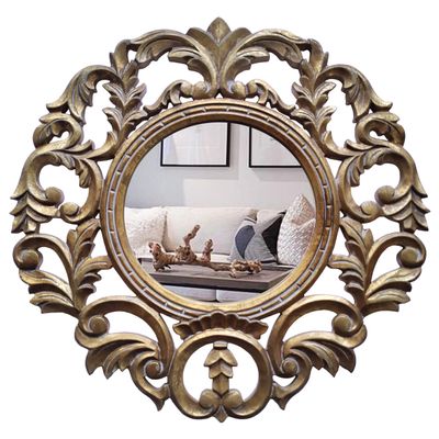 JFY Designs Wall & Accent Mirror Wall Dcor - Vanity Mirror with Engineered Wood Frame, Boho Farmhouse Wall-Mounted Mirrors for Bathroom, Entryway, Living Room
