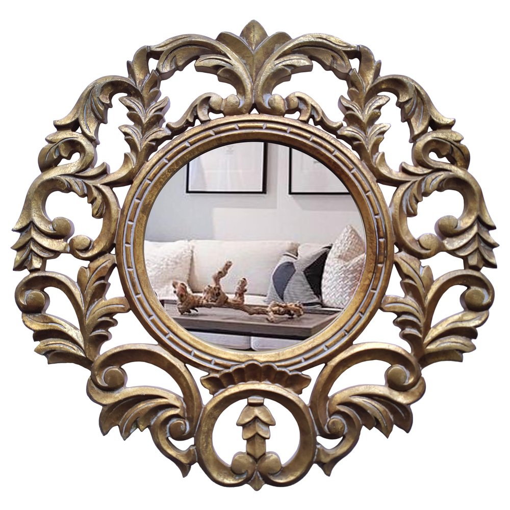 JFY Designs Wall & Accent Mirror Wall Dcor - Vanity Mirror with Engineered Wood Frame, Boho Farmhouse Wall-Mounted Mirrors for Bathroom, Entryway, Living Room