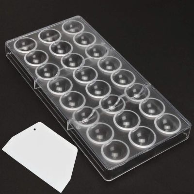 Avtytsda 24 Grid Chocolate Candy Mold PC Polycarbonate Chocolate Making Mould with Scraper (Semicircle)