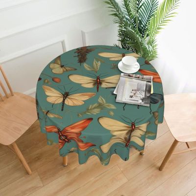 YYHWHJDE Dragonfly Dragonflies Vintage Printing Round Decorative Tablecloth 60 in : Good Wrinkle Resistance and Can Be Washed and Reused, Black