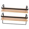 VOSAREA Rustic Floating Wall Shelf with Towel Rack Sturdy Wood Bathroom Organizer for Towels and Decor Versatile Storage for Bathroom Kitchen and Living Room view 1