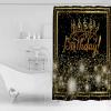 ZOE STORE Shower Curtains for Bathroom Accessories, Happy Birthday Polyester Fabric Bathtub Curtain with 12 Hooks, Luxurious Black Golden Cake Fireworks Waterproof Shower Curtains 72 x 84 Inches view 3