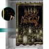 ZOE STORE Shower Curtains for Bathroom Accessories, Happy Birthday Polyester Fabric Bathtub Curtain with 12 Hooks, Luxurious Black Golden Cake Fireworks Waterproof Shower Curtains 72 x 84 Inches view 4
