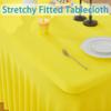 4 Pack Yellow Spandex Tablecloths for 6 Foot Rectangle Tables, Wrinkle Free Lemon Fitted Tablecover 6ft Stretchy Table Clothes Desk Skirt for Weddings Birthday Party Banquet Baby Shower view 2