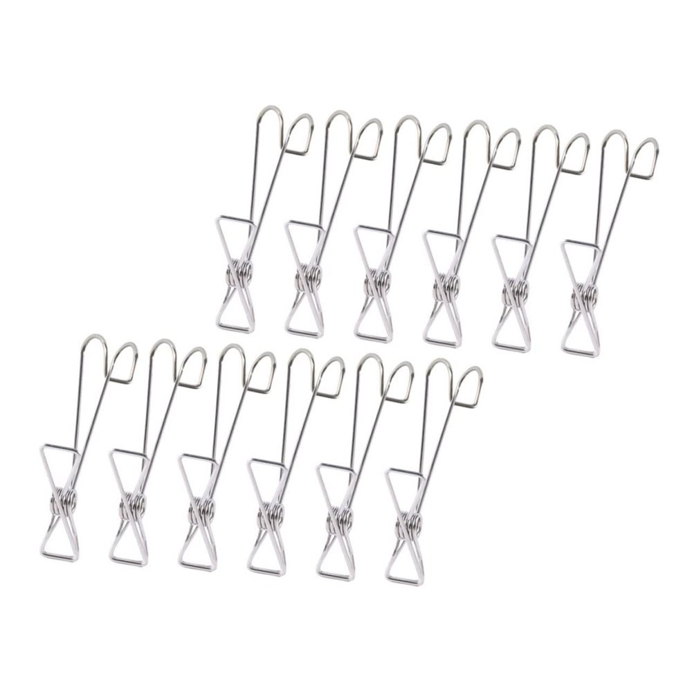 OKUMEYR 20pcs Stainless Steel Clothes Clips for Drying Multi-Functional Hangers for Towels Socks and Clothes and Non- Design for Home and Bathroom Use