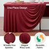 4 Pack Burgundy Spandex Tablecloths for 8 Foot Rectangle Tables, Wrinkle Free Fitted Tablecover 8ft Maroon Stretchy Table Clothes with Skirt for Weddings Birthday Party Banquet Baby Shower view 3