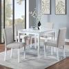 5-Piece Solid Wood and MDF Dining Table Set with Upholstered Chairs and Decorative Crushed Diamond Edges - Spacious Design for Home, Kitchen,Dining Room (4 x Chairs White,30"H Square Table) view 1