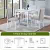 5-Piece Solid Wood and MDF Dining Table Set with Upholstered Chairs and Decorative Crushed Diamond Edges - Spacious Design for Home, Kitchen,Dining Room (4 x Chairs White,30"H Square Table) view 2