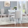 5-Piece Solid Wood and MDF Dining Table Set with Upholstered Chairs and Decorative Crushed Diamond Edges - Spacious Design for Home, Kitchen,Dining Room (4 x Chairs White,30"H Square Table) view 3