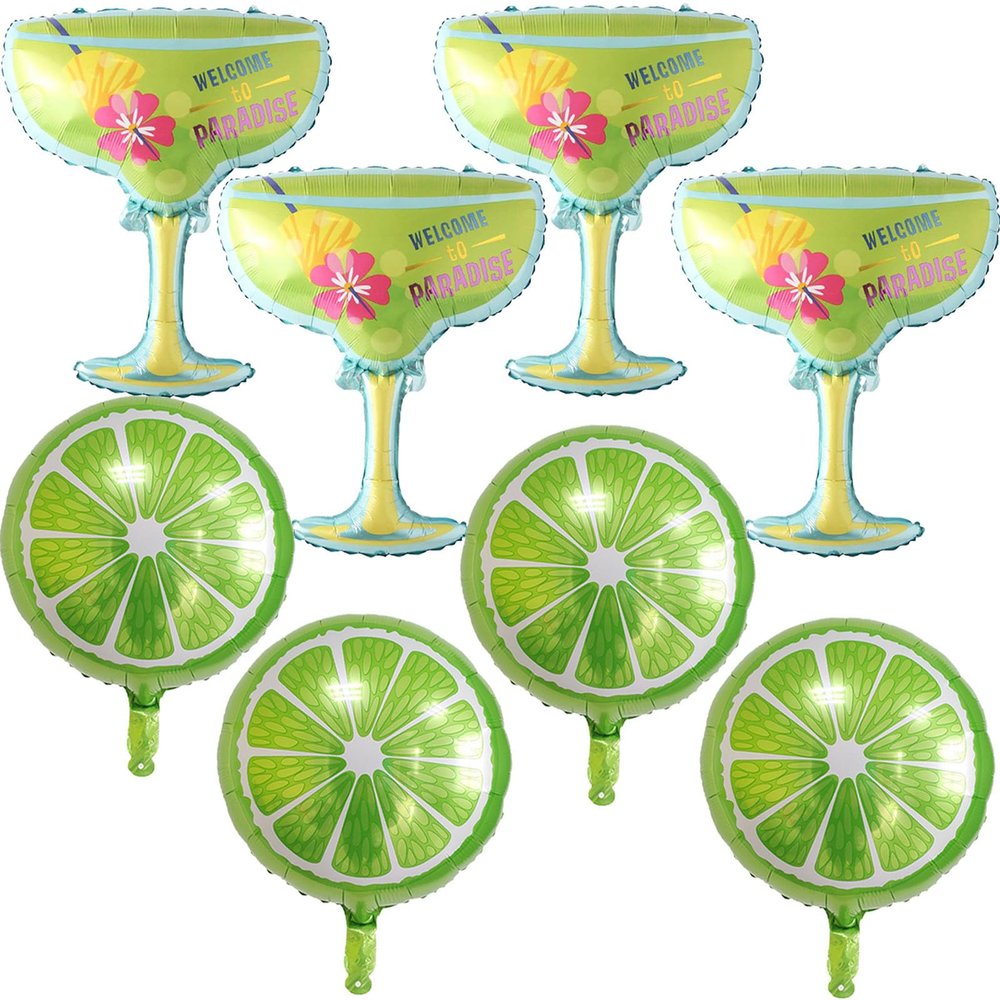 8Pcs Fruit Lime Balloons Cold Drink Lemon Mylar Balloons for Margs and Matrimony Bachelorette Summer Fruit Themed Graduation Birthday Wedding Party Decorations Supplies