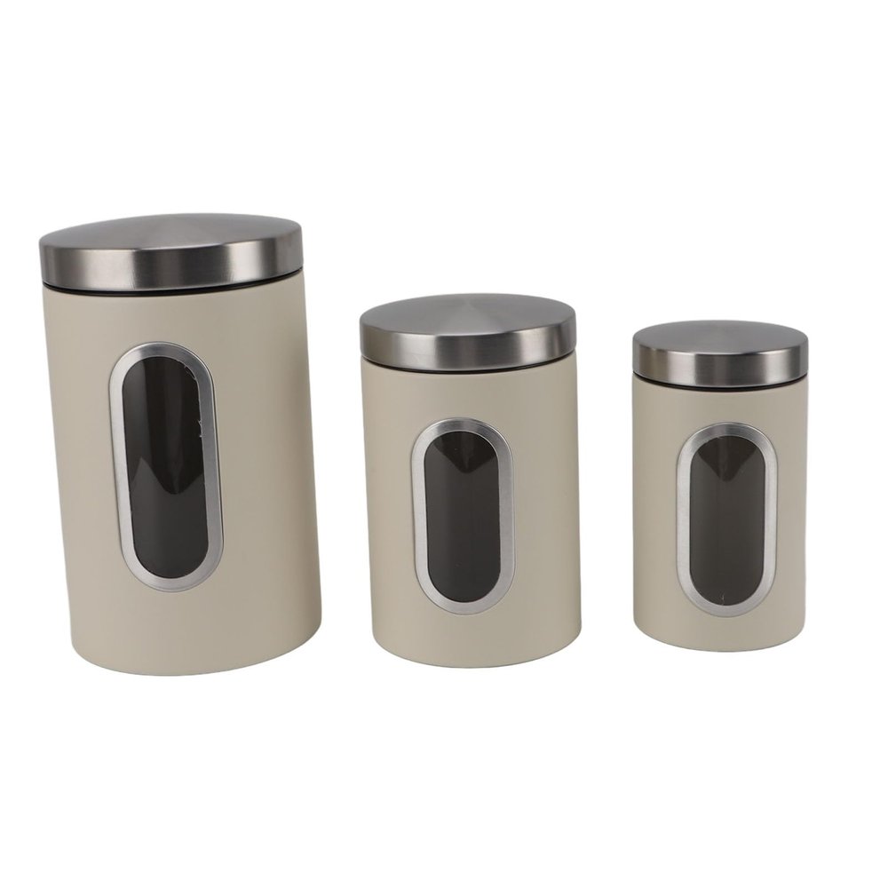 3 PCS Coffee Jars Set, Food Storage Container Coffee Canister Tea Organizer Sugar Canister Kitchen Jars with See Window Food Canisters Set(Beige)