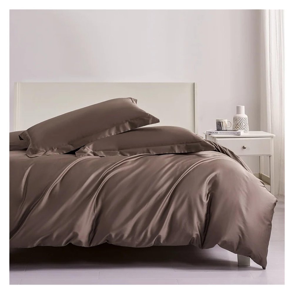 QuKan Bed, White 600TC Egyptian Cotton Bedding Set Family Size Include 2pcs Duvet Cover and 1pc Fitted Sheet and 2pcs Pillowcase