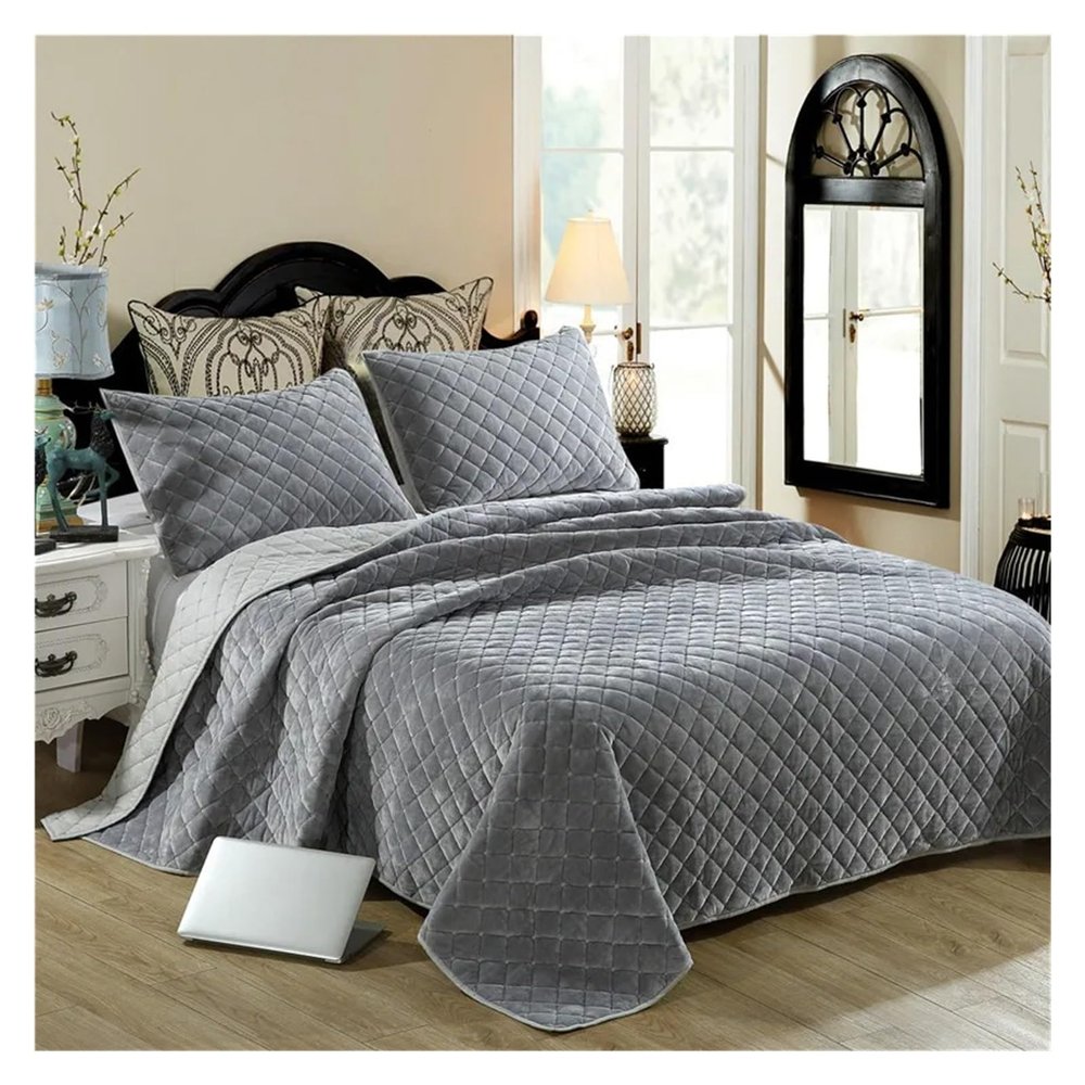 ADovz European Bed Cover Quilting Velvet Stitching Bedlinens Coverlet 270x234cm 3pcs Bedspread Set Pillowcases,Bed Sheets, FH-762