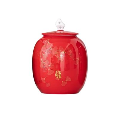 GSOUL Tea Can Chinese Red Tea Jar Kitchen Ceramic Food Sealed Jar Suitable for Holding Coffee Powder, Tea, Sugar, Salt, Etc. Storage Jar (Color : Large)