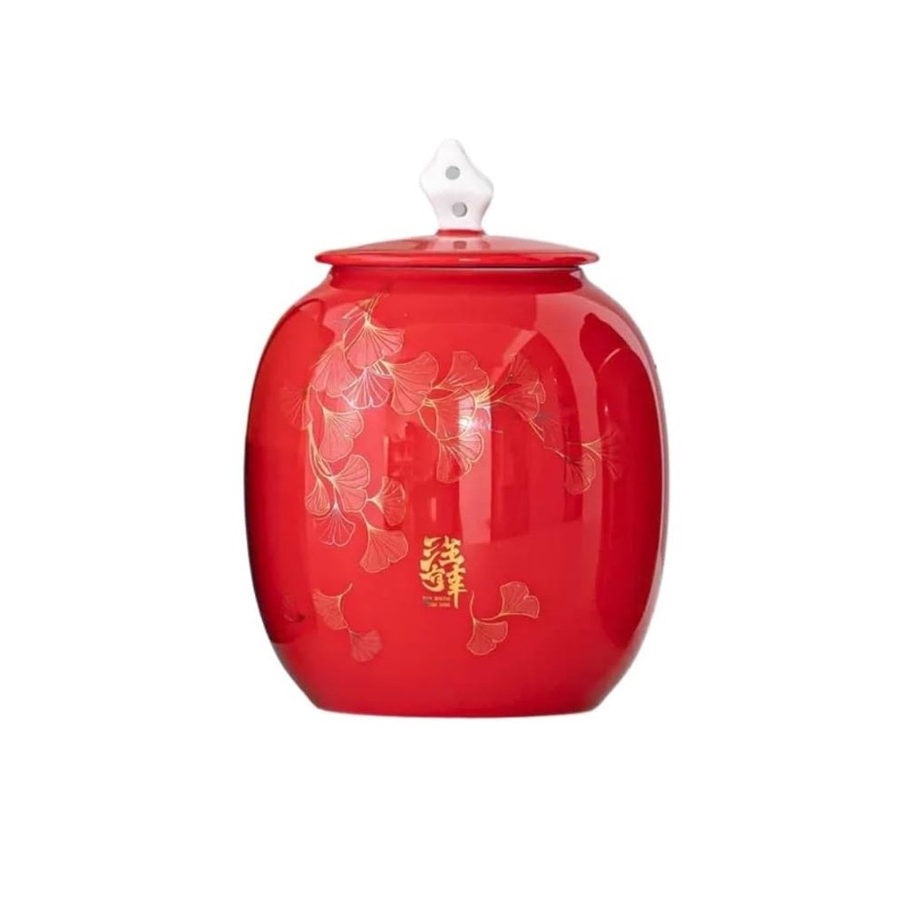GSOUL Tea Can Chinese Red Tea Jar Kitchen Ceramic Food Sealed Jar Suitable for Holding Coffee Powder, Tea, Sugar, Salt, Etc. Storage Jar (Color : Large)