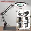 VITOTC 12X Magnifying Glass with Light and Clamp, Real Glass Stand Lighted Magnifier, 5 Color Modes Stepless Dimmable LED Desk Lamp Hands Free for Crafts Hobby Reading Painting Sewing Close Work view 4
