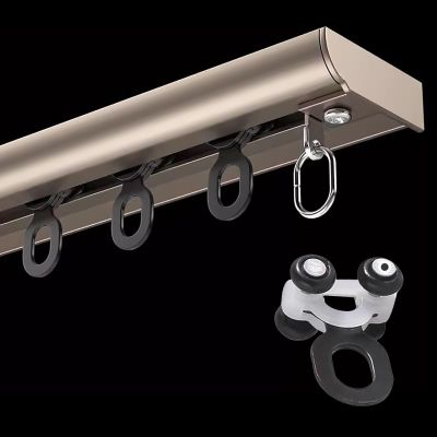 Hospital Thin Curtain Track System Drop Ceiling, Curtain Track Ceiling Mount, Living Room Bedroom Room Divider, Heavy Duty Aluminum Curtain Tracks Rods (Color : White, Size : 28ft/8.5m) (Champagne 7