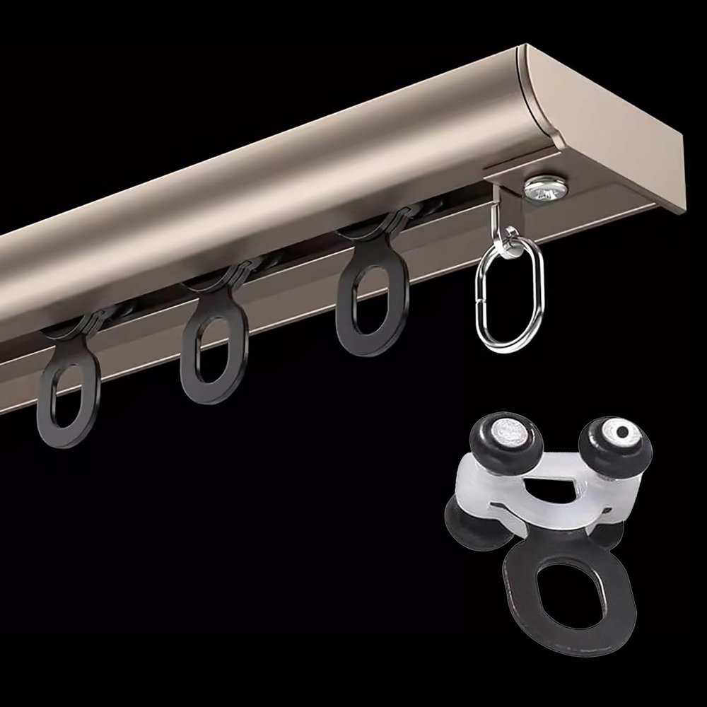 Hospital Thin Curtain Track System Drop Ceiling, Curtain Track Ceiling Mount, Living Room Bedroom Room Divider, Heavy Duty Aluminum Curtain Tracks Rods (Color : White, Size : 28ft/8.5m) (Champagne 7