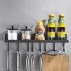 YOtat Wall Spice Rack Organizer,Hanging Seasoning Jar Storage Rack with Hooks Kitchen Storage Racks for Spices Herb Jar, 30cm, Black view 3